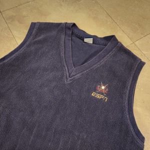 VTG 90s ESPN Golf Mens L Large Swingster USA Made Navy Blue V Neck Sweater Vest